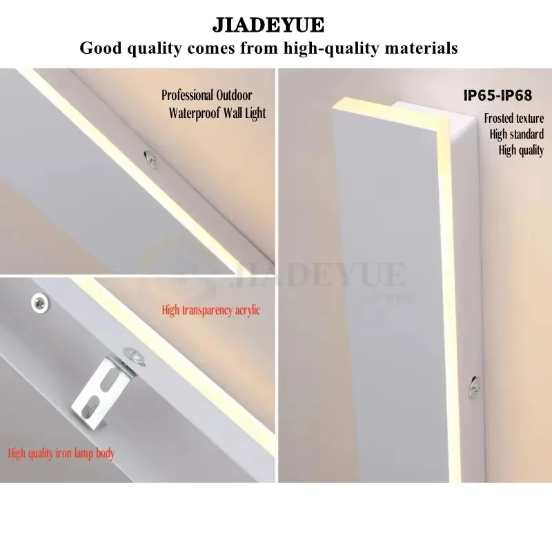 Lâmpada de parede longa LED moderna à prova d'água, varanda de garagem, corredor de jardim, lâmpada de parede de tira longa branca, iluminação externa IP65