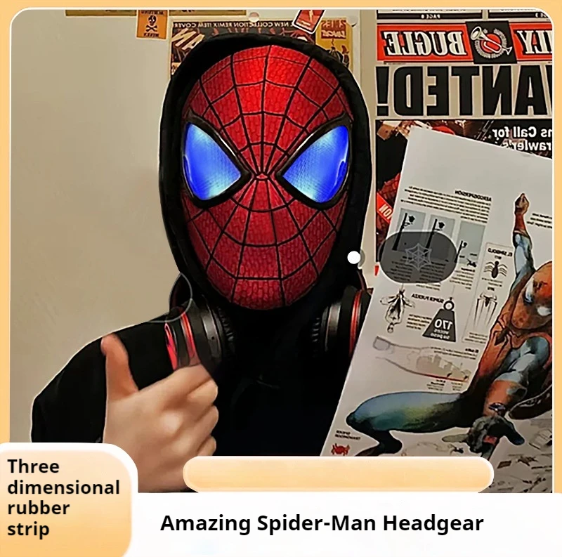 Extraordinary Spider Man Headset Mask Extraordinary Spider Hero Electric Ring Control Blinking Mask Men'S And Women'S Unisex Toy