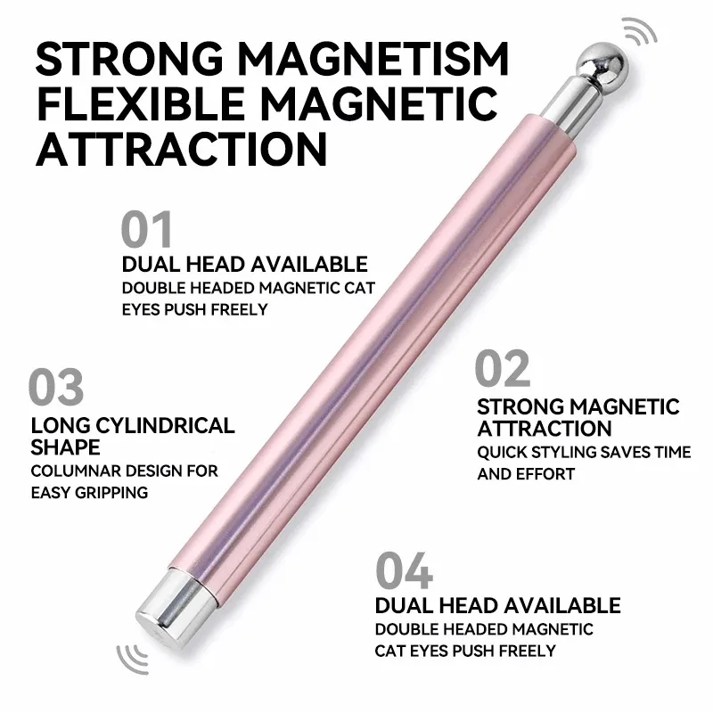 Nail Art Nail Magnetic Stick Cat Eye Magnetic Ball Aluminum Handle Cylindrical UV Gel Magnet Tools Double End Nail Design Tools