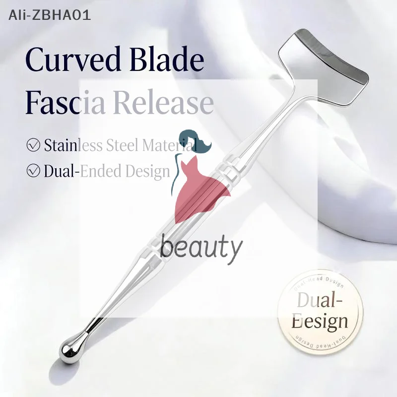 

1 шт. Двусторонняя акупунктурная ручка для лица, инструмент для рефлексотерапии, массажер для триггерных точек из нержавеющей стали, инструмент для глубокого массажа тканей