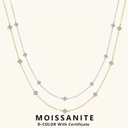 Lnngy Collar Plata 925 Sterling Silver Choker Necklace For Women Round Cut 3mm Moissanite Necklaces Clavicle Chain Jewellry Gift