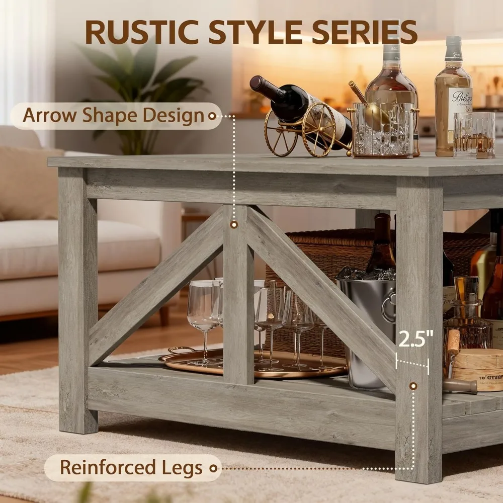 JUMMICO Quadratischer Couchtisch mit zwei Ablagefächern, moderner Cocktailtisch aus Holz für Wohnzimmer, Bauernhaus-Lounge und Büro