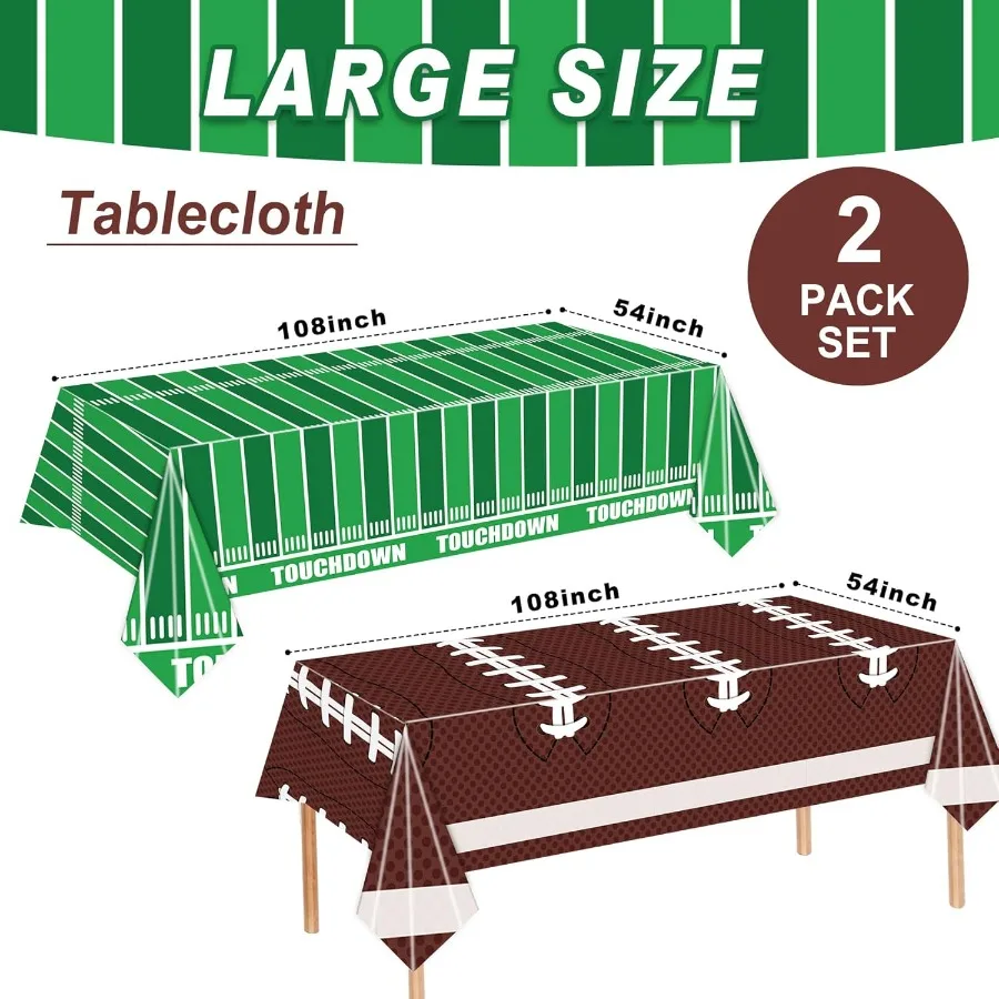 Football Party Plate Decorations Disposable Plastic Tablecloth Touchdown Table Cover Perfect for Super Bowl Football Birthday P