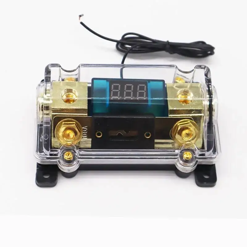 Car Stereo Audio Led Display Digital Voltage Inline ANL Holder 0 2 4 Gauge In Out With 100 150 200 300 250 Amp Fuse view 6