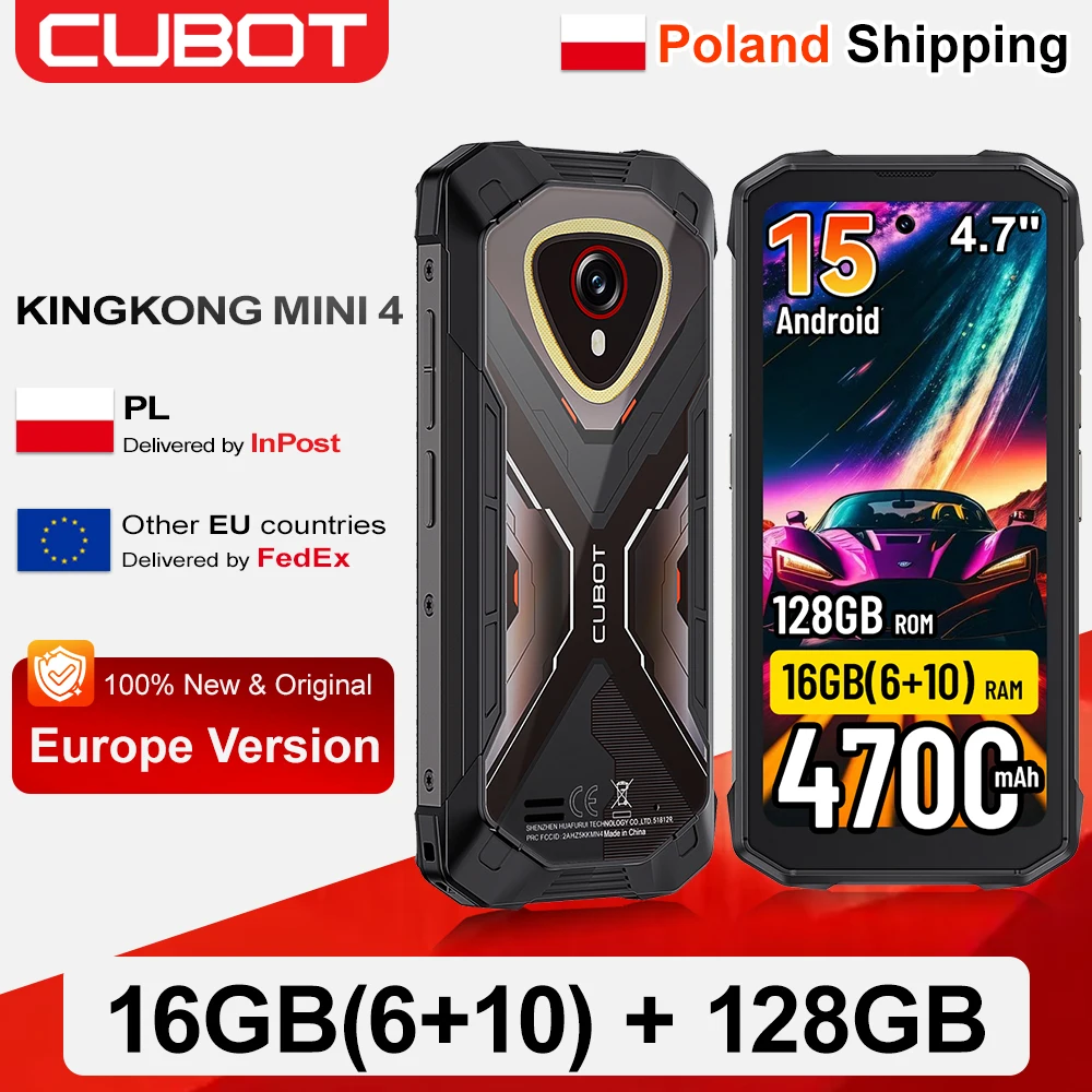 [Versand aus Polen] Cubot KingKong Mini 4 Mini Robustes Smartphone 4,7-Zoll 90Hz Display 4700mAh 6GB+128GB NFC 48MP Android 15