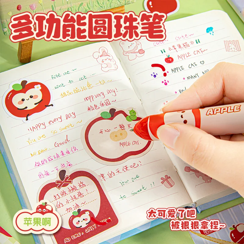 Cartoon-themed multi-color ballpoint pen, featuring a push-button mechanism, a three-dimensional cartoon design, and innovative