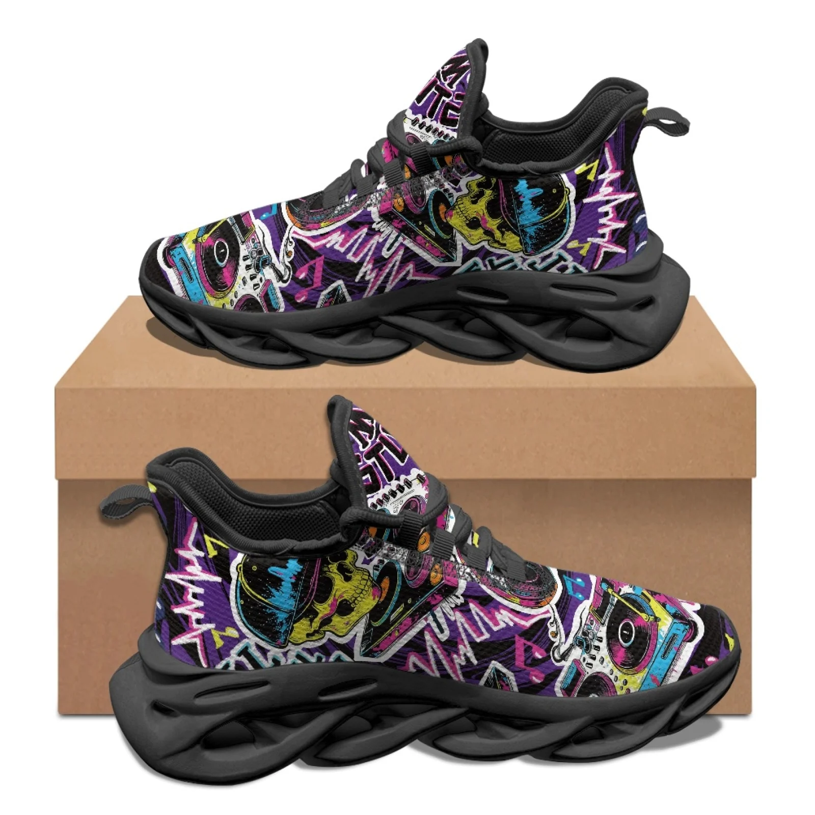 PENSTROLL Music Studio Collage Breathable Men's Running Shoes for Student Mesh & EVA Sports Shoes Men’s Blade Sneakers