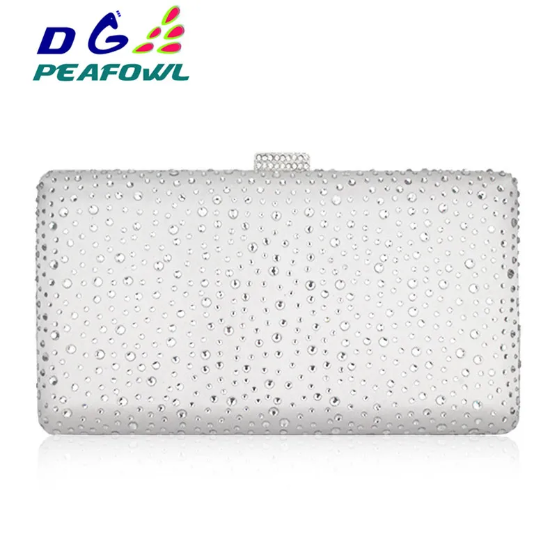 DGPEAFOWL Dazzling  Women WEDDING Minaudiere Bag 5 Color Golden Crystal Clutch Evening Bag Wedding Party Box Handbag And Purse