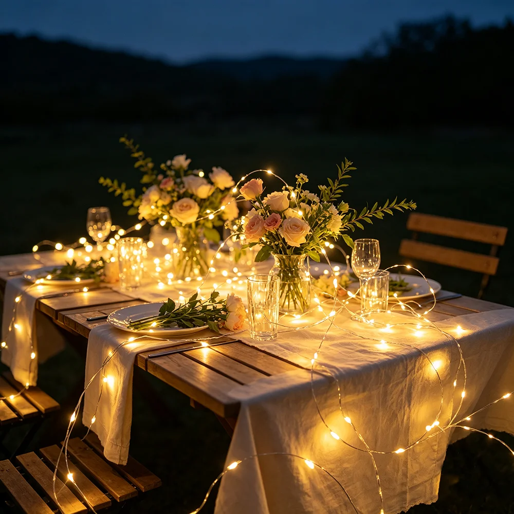 1pc/ 2pcs/ 3pcs Fairy String Lights Battery Operated, 20LEDs/ 50LEDs/ 100LEDs String Light with Flash Fairy Christmas Lights