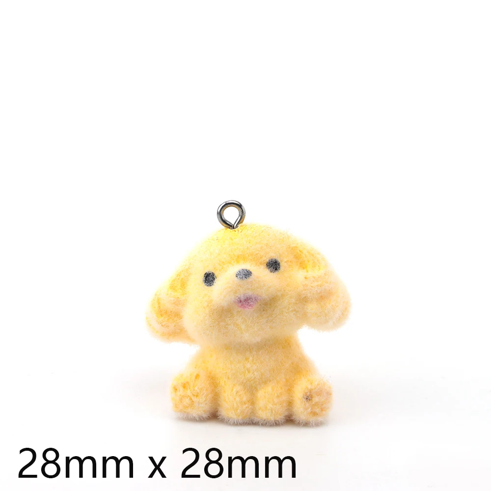20Pcs 3D Flocking Resin Dog Charms Animal Plush Doll Pendant for Necklace Earrings Bag Accessories DIY Making Jewelry Wholesale