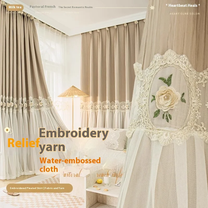 1PC Luxurious Double Layered Blackout Curtains with 3D Flower Embroidery for Living Rooms Bedrooms And Other Room Types