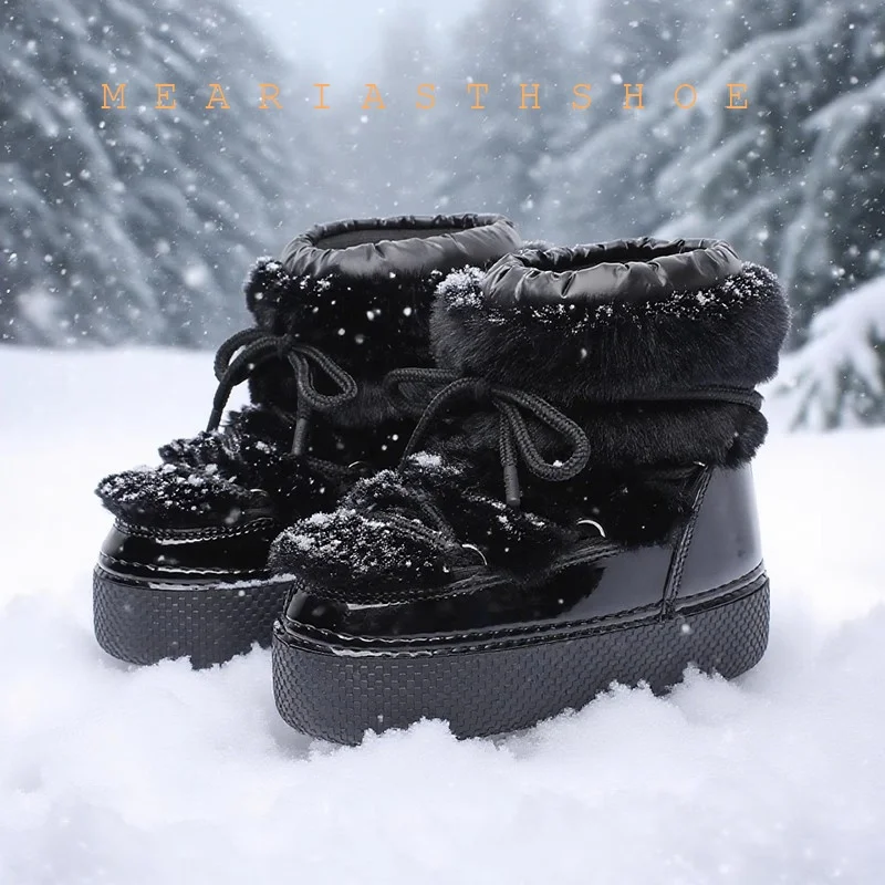 

2025 Snow Boots Women New Ladies Shoes Platform Shoes Woman Flat Warm Boots Ladies Casual Plush ski Boots Winter Shoes Women
