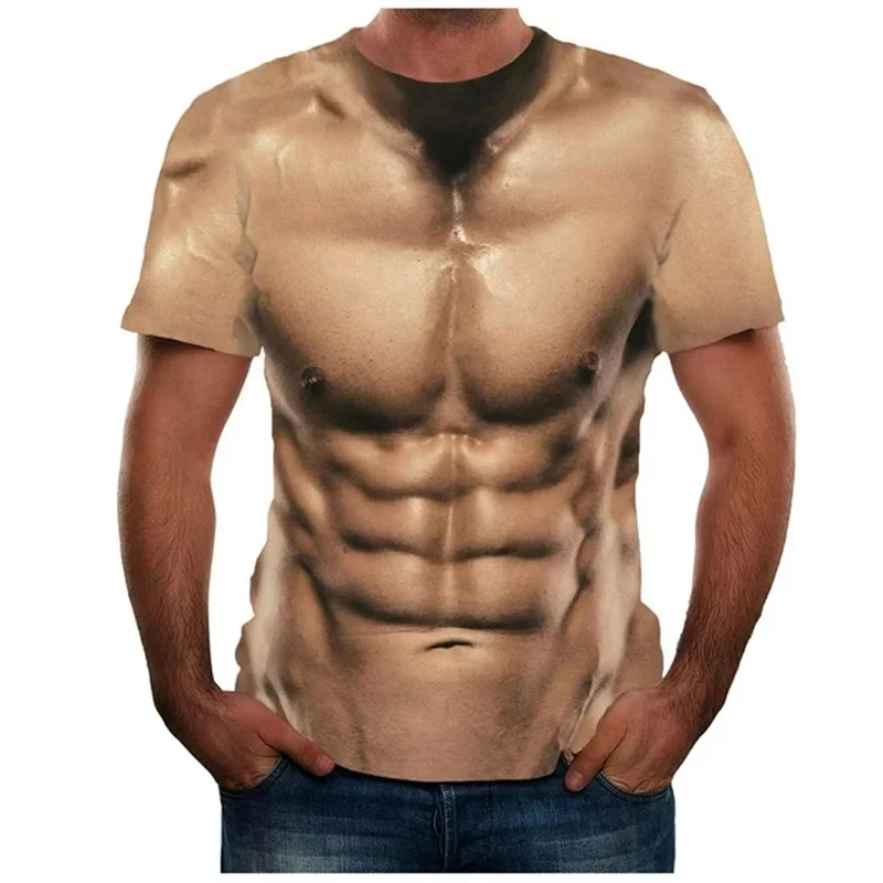 Muscle Graphic Men\'s Funny T-shirt Summer O-neck Casual Tee Shirts For Male Daily Short Sleeve Tops Oversized Men Clothing Tees