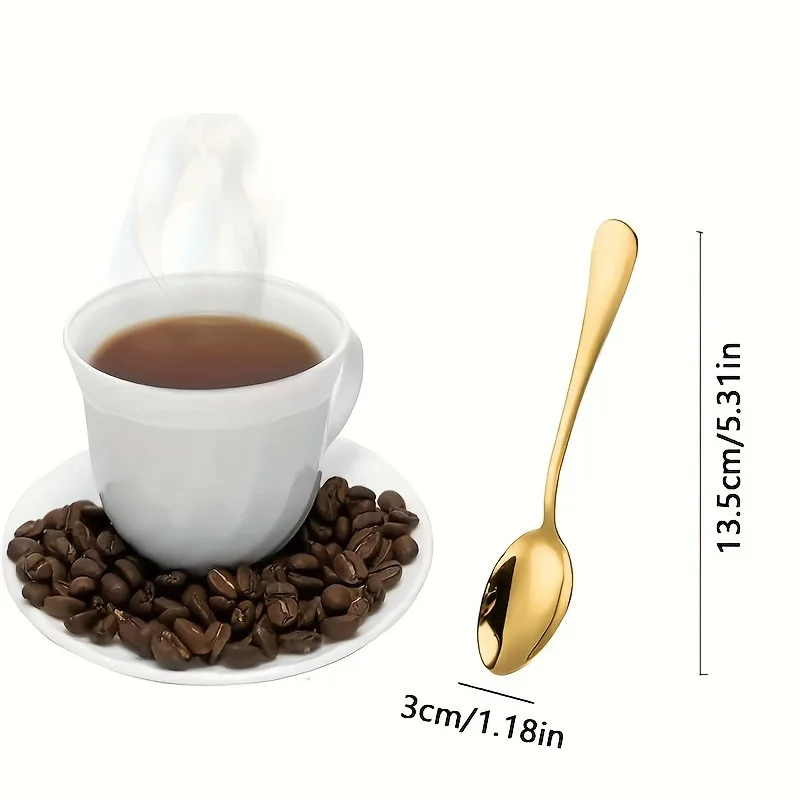6/10/20Pcs Stainless Steel Small Gold Spoons Mini Coffee Tea Dessert Ice Cream Stirring Spoon Set Kitchen Accessories