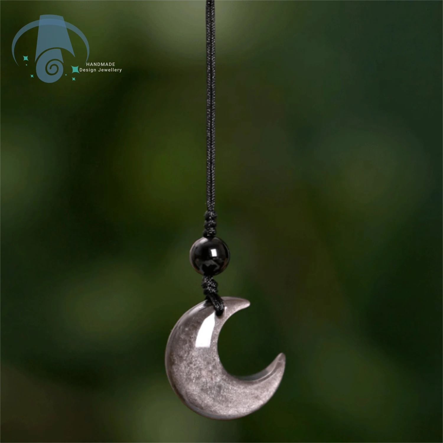 

Натуральный серебряный, черный обсидиан, кулон с луной, брелок унисекс, минималистичный ювелирный подарок для мужчин и женщин, повседневная носка