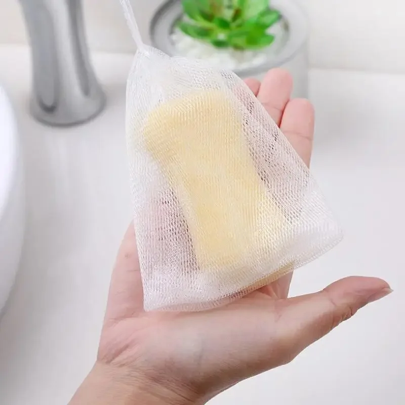 Exfoliating Mesh Soap Pouch Bubble Foam Net Soap Sack Saver Pouch Drawstring Holder Bags Bubble Foam Net