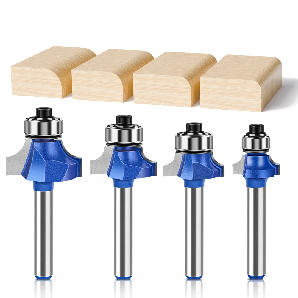 1/4 Inch Shank 6mm Shank Blue Roundover Router Bit Set Carbide Wood Router Bits for Woodworking