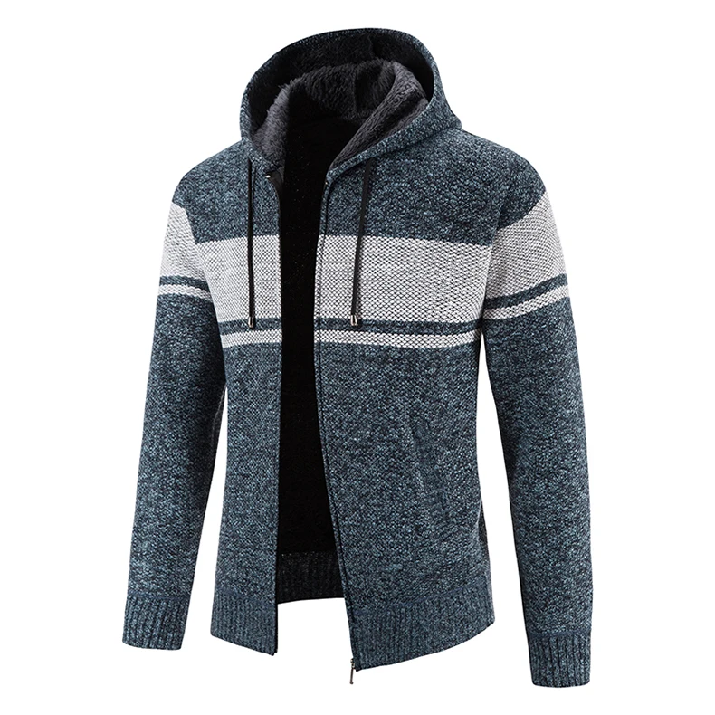 Männlich Gestrickte Casual Jacken mit Kapuze männer Pullover Mantel Y2K Hoodies Koreanische Streetwear Baseball Jumper Jersey Top Kleidung – Detail 6