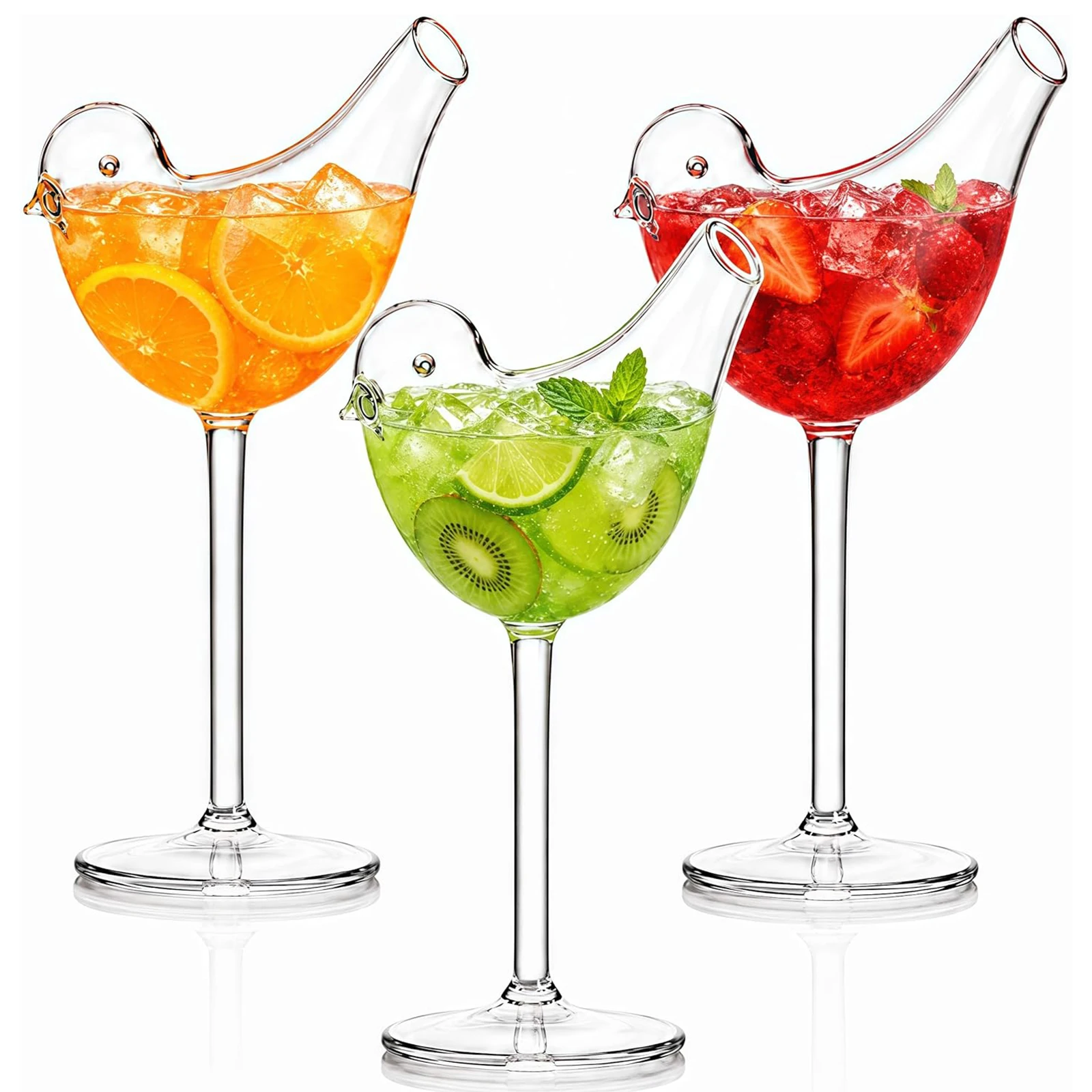 Clear Fancy Drinking Glasses Transparent Bird Shaped Cocktail Glass Set 150ml for Anniversary Birthday Wedding Celebrations