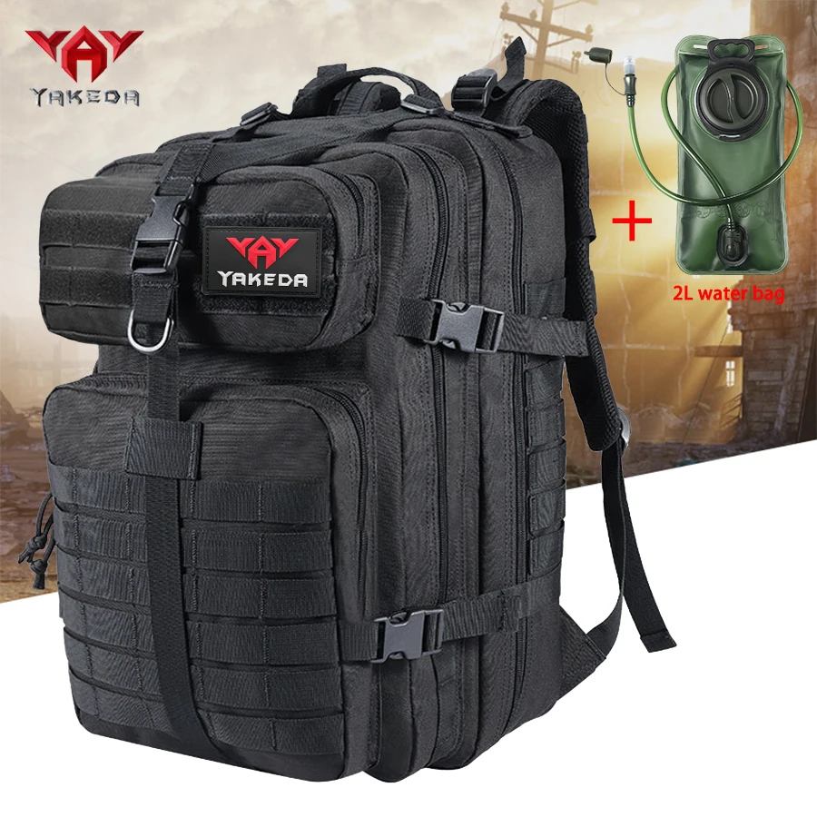 

YAKEDA outdoor sports backpack with adjustable chest/waist strap, wear-resistant fabric and 2L food grade water bag