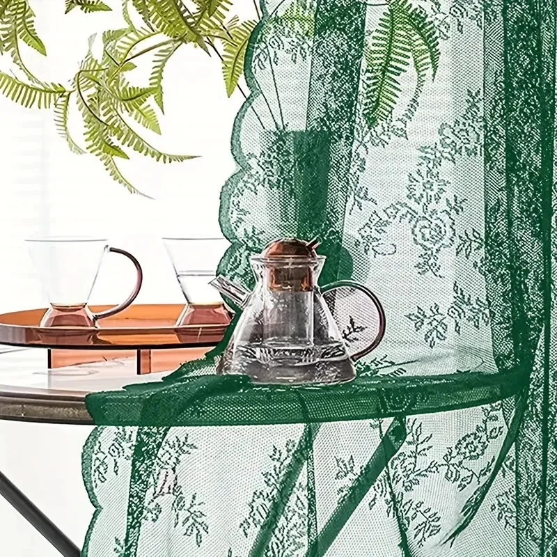 1-teilige Vintage-Vorhangpaneele mit floraler Stickerei und klarer Spitze – Privatsphäre und Lichtfilterung, maschinenwaschbar – Detail 17