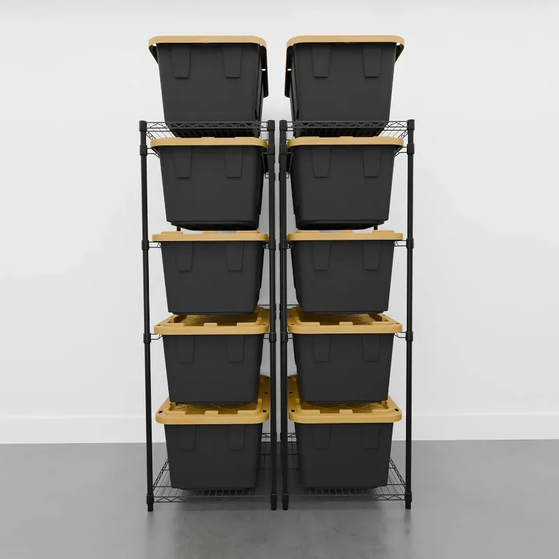 2 Pack 5 Tier Steel Bin Storage Rack NSF Certified Space Saving Organizer Custom For Garage Warehouse Tote Storage