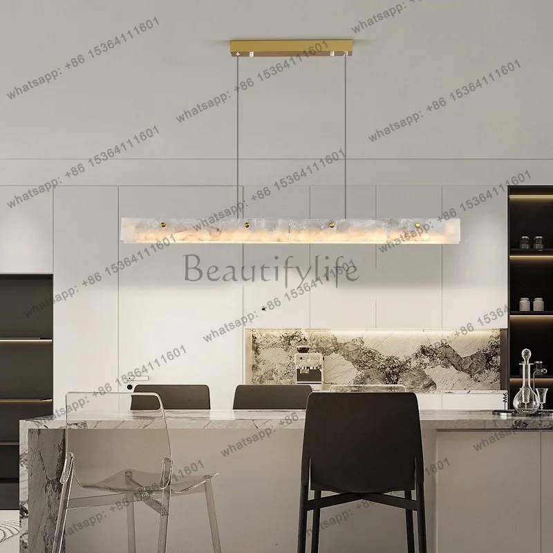 Italian minimalist light luxury modern simple natural marble one-word long luminous object