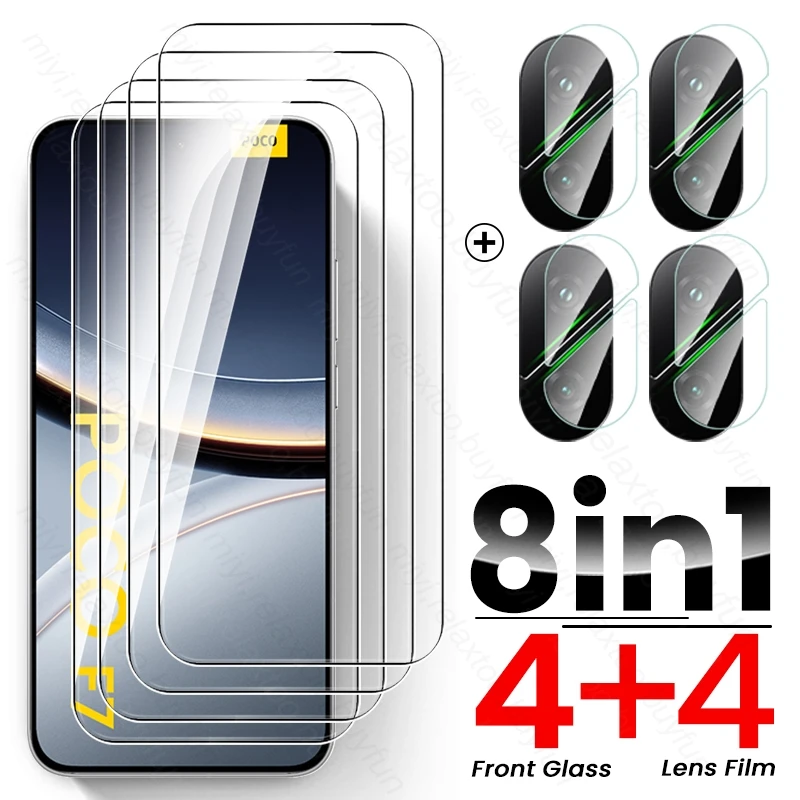 

For Xiaomi Poco F7 5G Glass 8In1 PocoF7 Camera Protective Glass On Poko Little F7 F 7 7F 2025 Global Screen Protector Lens Film