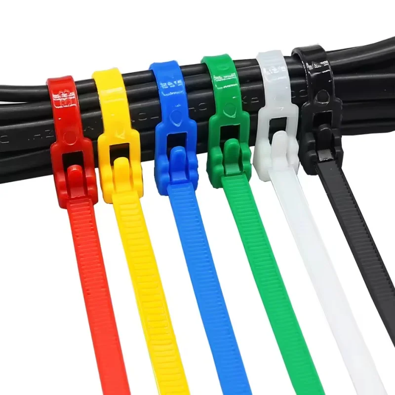 Plastic nylon reusable cable ties can be released, fixed and bound. Color snap fastener nylon ties 8X150MM8x200mm8x300mm8x400mm