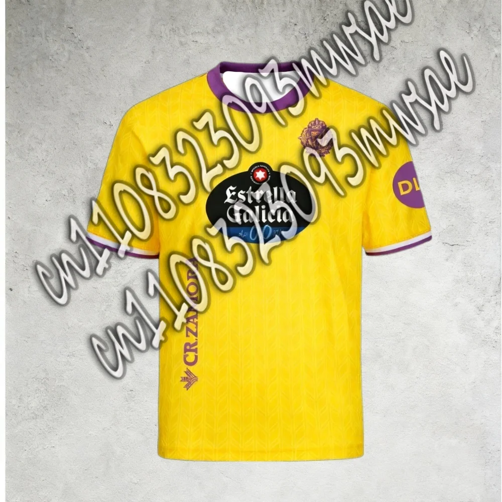 25-26 Nuevas camisetas de fútbol Real Valladolid local y visitante Camiseta deportiva de manga corta con estampado 3D igual para adultos y niños