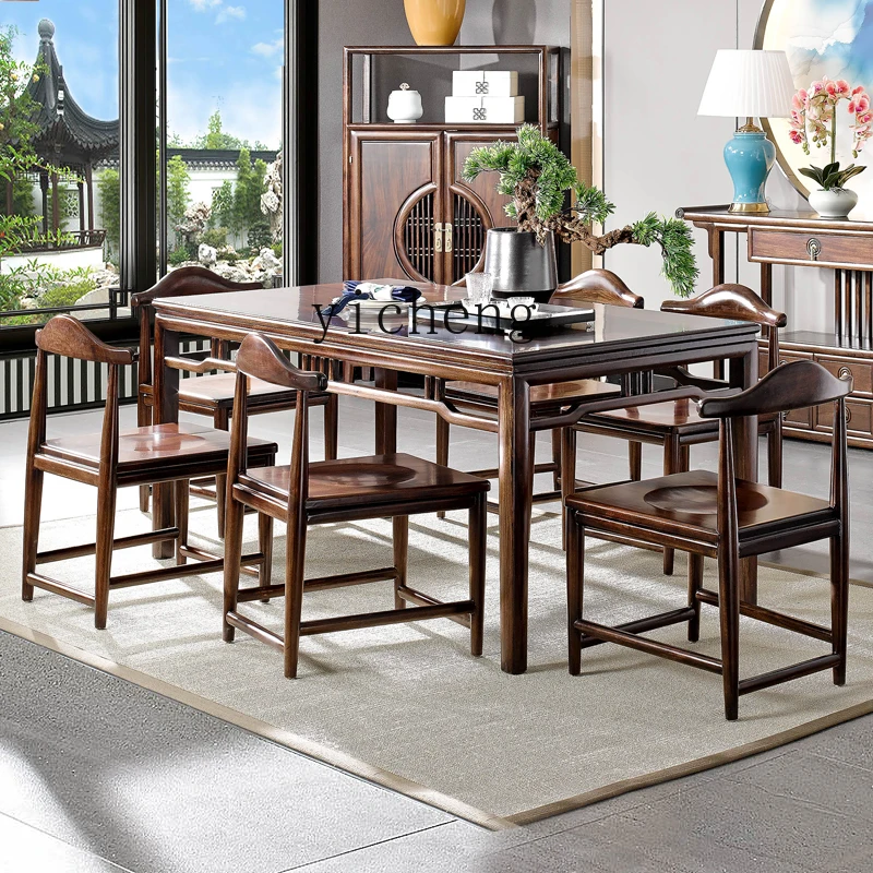 

XL Solid Wood Dining Table and Chair Set Modern Solid Wood Rectangular Dining Table