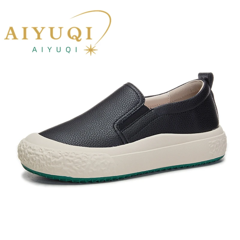 AIYUQI Women Sneakers 2024 New Fisherman Shoes Slip-on Women Flat  Shoes Slip-ons Non-slip Genuine Leather Female Shoes