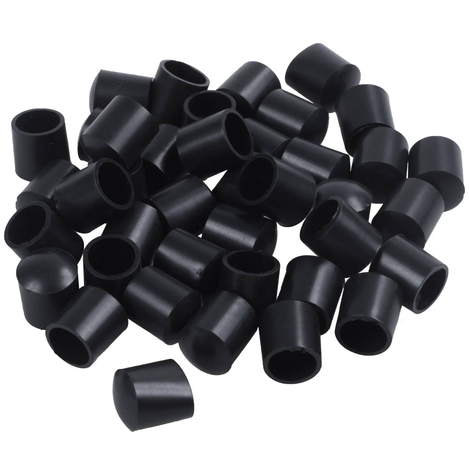 Rubber caps 40-piece black rubber tube ends 10mm round