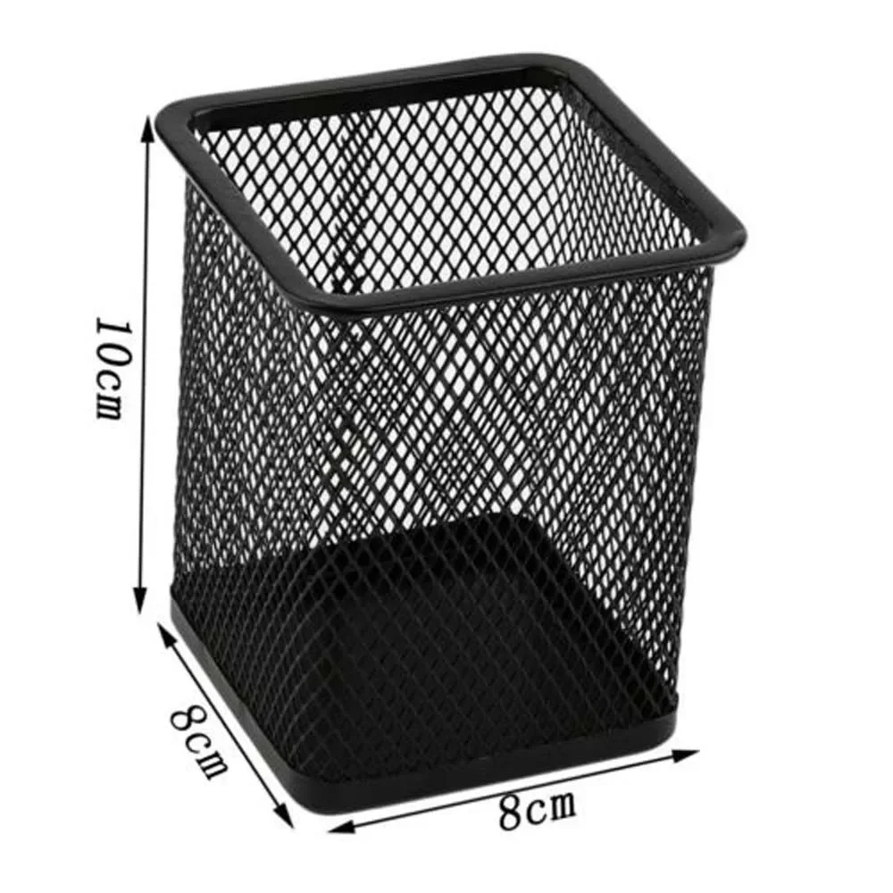 New Pencil Holder Office Desk Metal Mesh Square Pen Pot Cup Case Container Organiser Durable Pencil Case