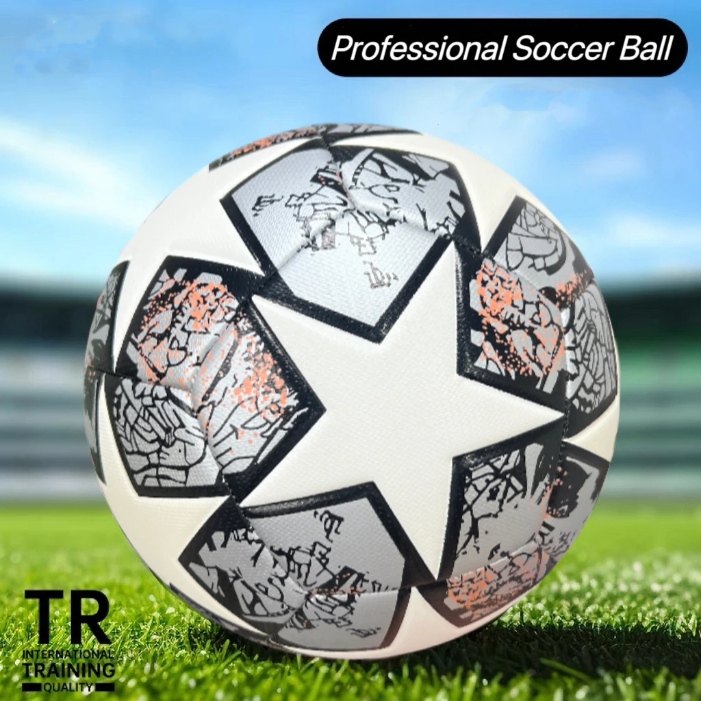 Soccer Ball Official Size 5 Three Layer Wear Rsistant Durable Soft PU Leather Seamless Football Team Match Group Train Game Play