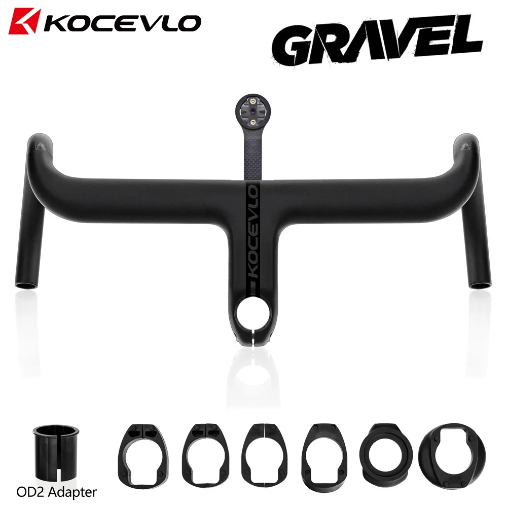 2022 Kocevlo Gravel Carbon Handlebar with gasket integrated handlebar 28.6/31.8mm OD2 Internal cable road handlebar