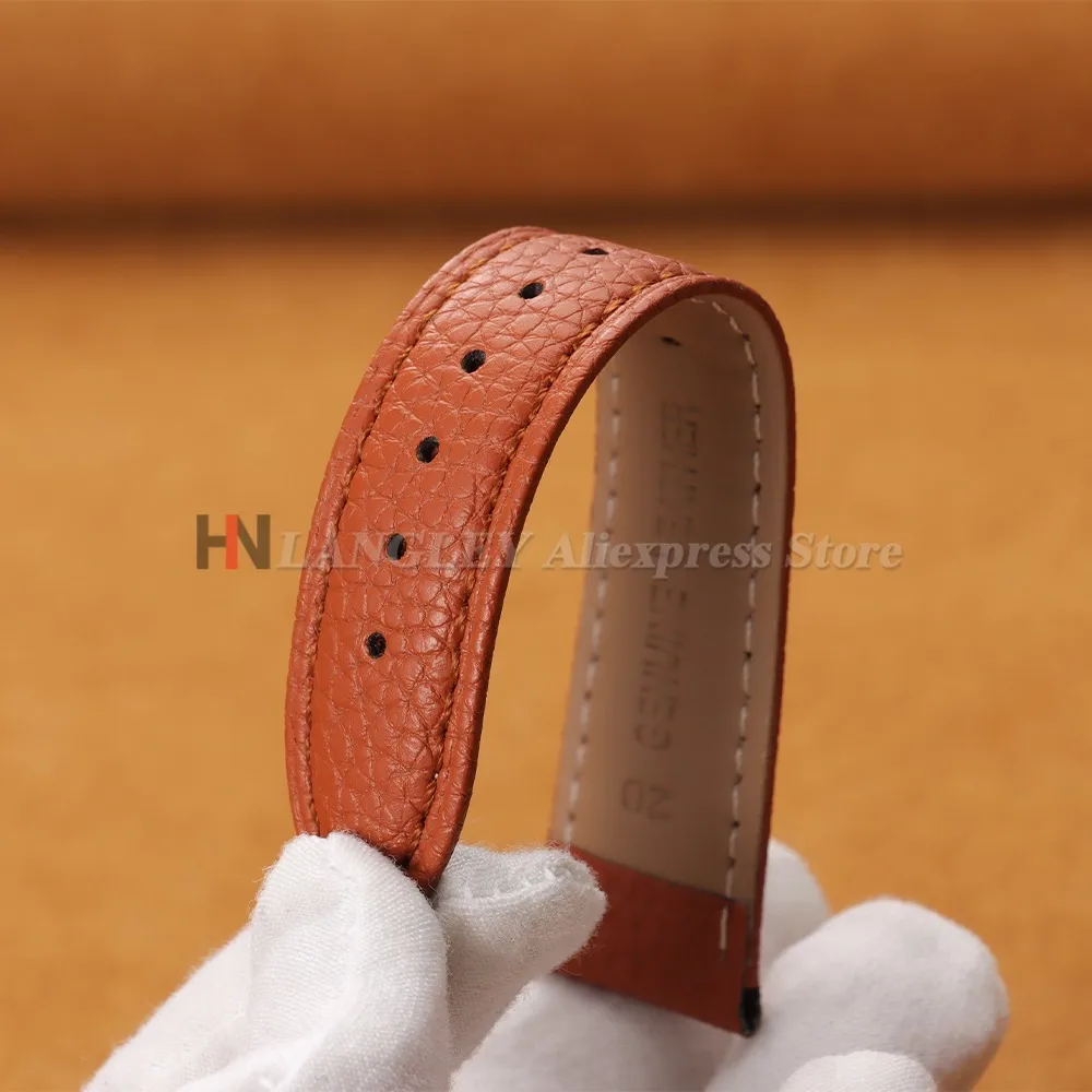 12/14/16/18/19/20/22/24mm Kalbsleder-Uhrenarmband mit Litchi-Prägung, Echtleder-Armband mit Schmetterlingsverschluss, Uhrenzubehör – Detail 6