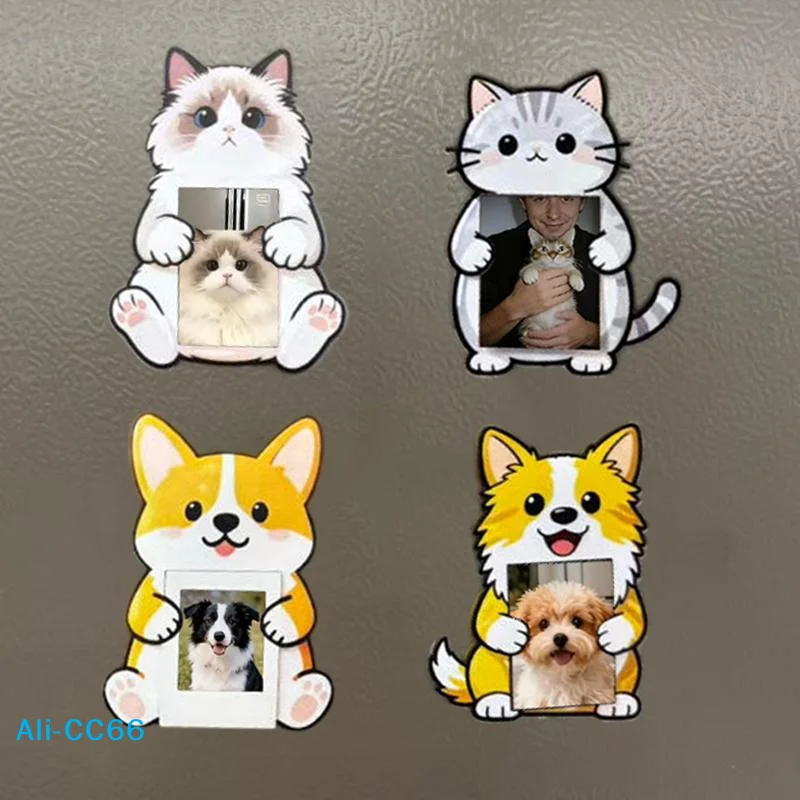 【C】Cartoon Animal Acrylic Photo Frame Fridge Magnet For 2-Inch Photos Pet Photo Frame Photo Display And Collection Gift
