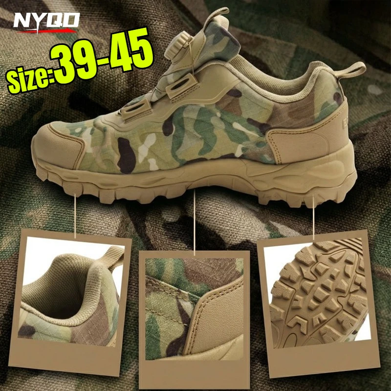 Men Camouflage Hiking Shoes AntiSlip WearResistant AntiPiercing Outdoor Trekking Sneakers for Mountain Climbing Camping