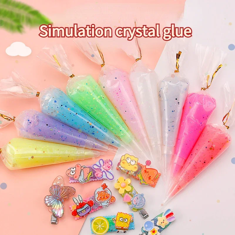 9 Colours Sequins Cream Glue Phone Case DIY Anti-freezing Crystal Material Children's Handmade Toys Gift