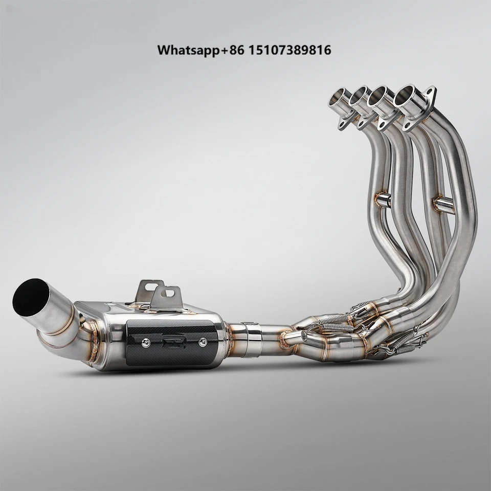 

ZX4R ZX4RR Motorcycle Exhaust Modification Stainless Steel Front Link Pipe-Silver/Black