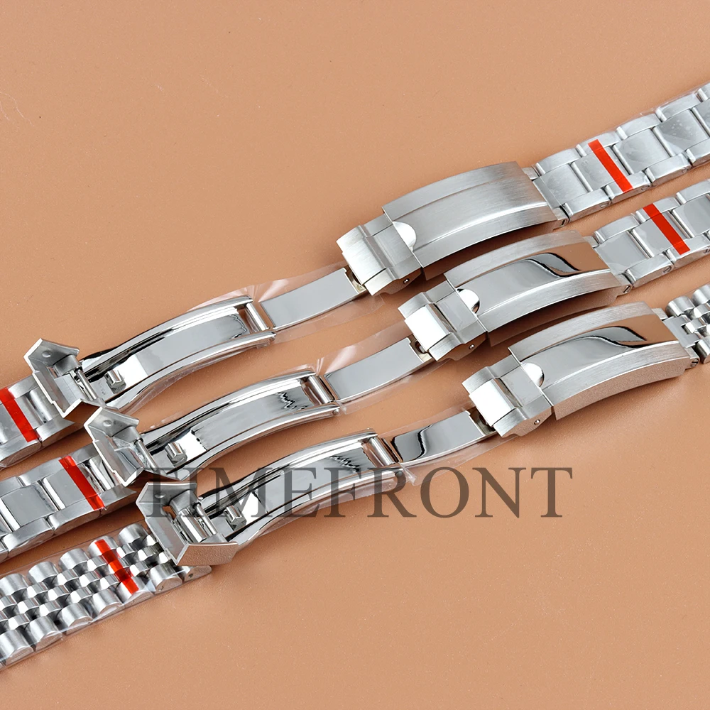 20mm Width 316L Solid Stainless Steel Silver Watch Band Jubilee/Oyster Bracelet Folding Buckle for Sub Log NH35 NH36 Watch Case