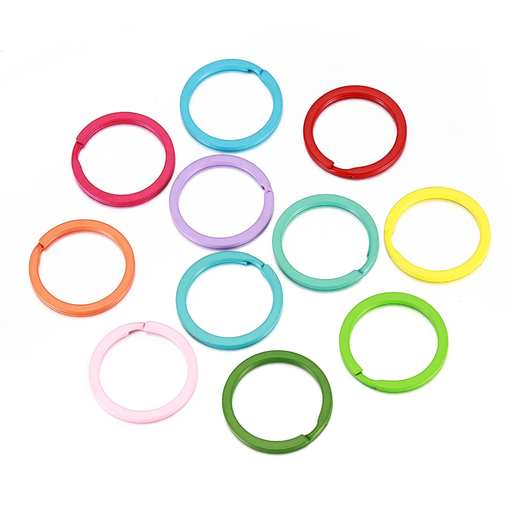 10pcs 30mm Colored Round Key Ring Split Rings for DIY Keychains