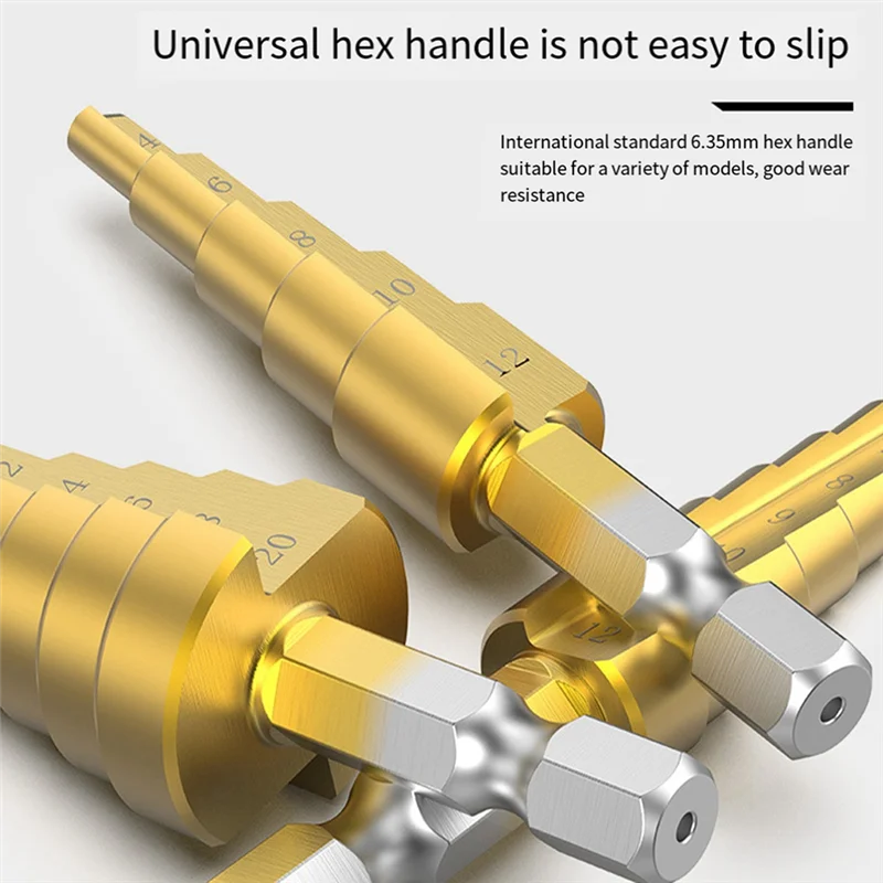 3PCS Hexagonal Handle Step Drill Big Export Pagoda Drill Double Bubble Step Drill Reamer Step Drill