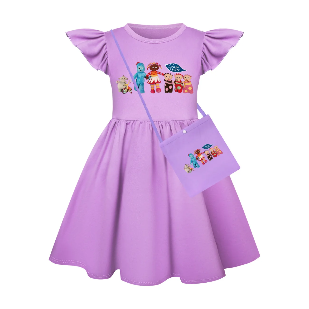 Cartoon TV in The Night Garden Dress Kids Makka Pakka Graphic Clothes Baby Girls Flying Sleeve Casual Dresses Children Clothing