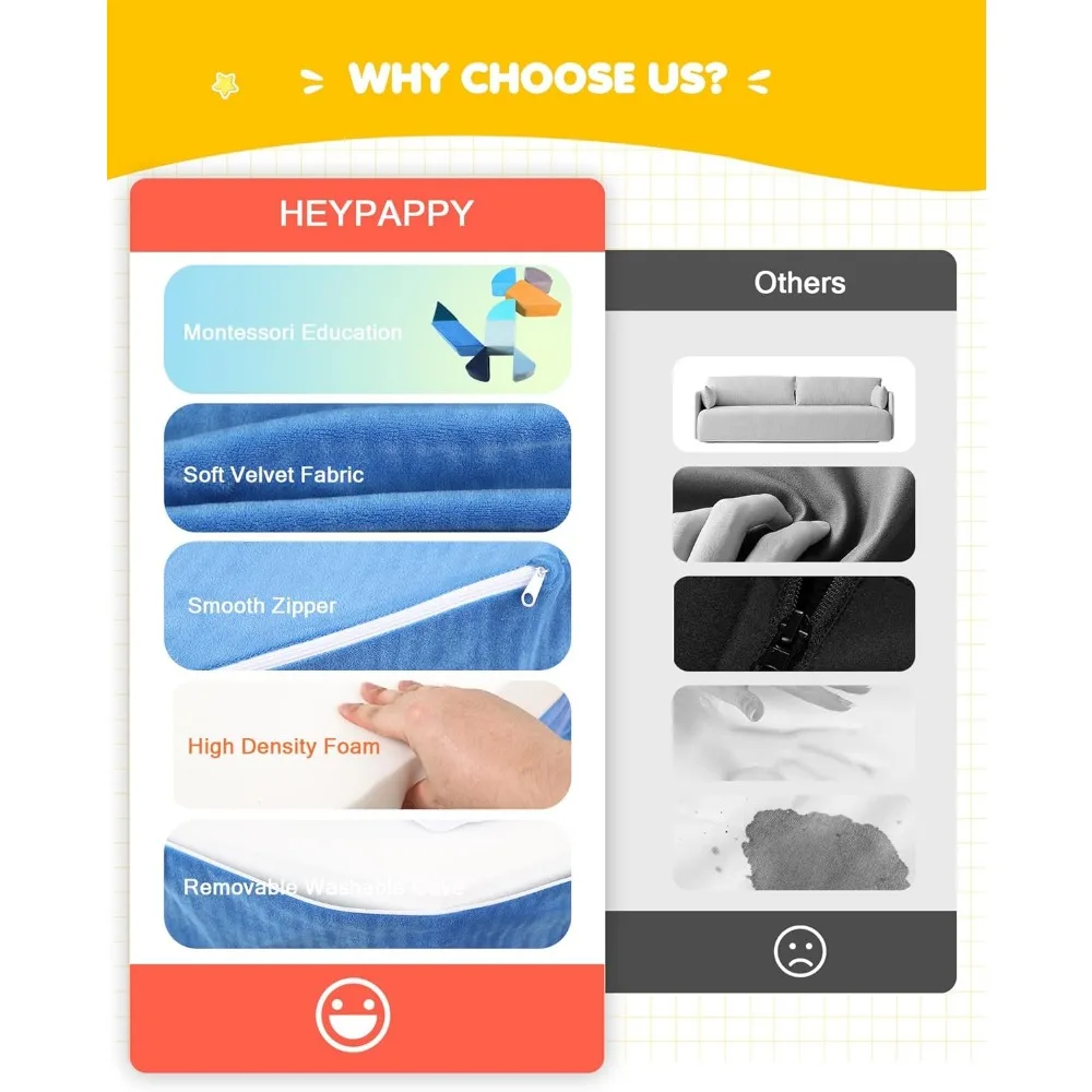 أريكة لعب الأطفال على شكل قلب قابلة للتحويل مع لغز تانجرام متكامل وميزة حفرة الكرة (الكرة غير متضمنة)