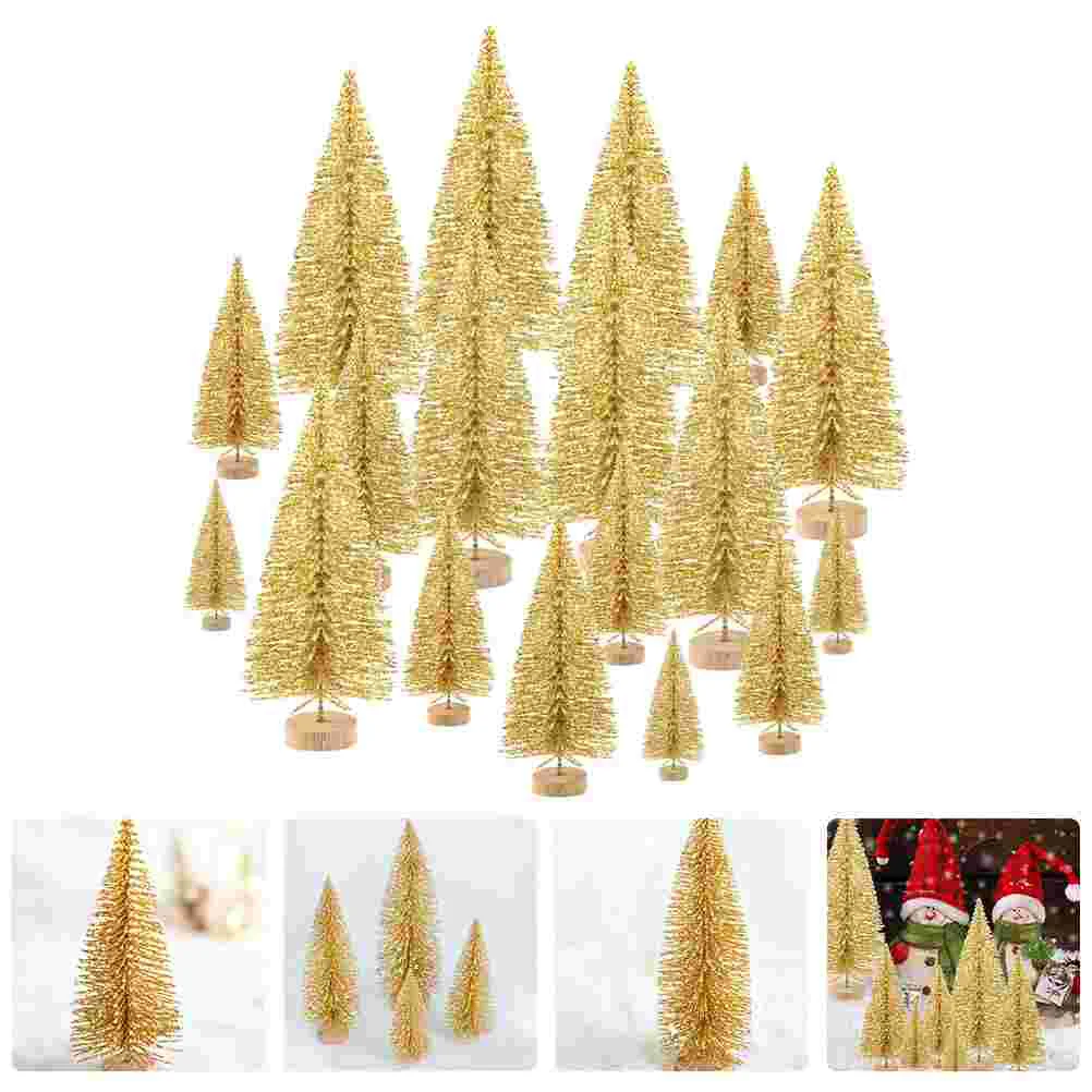 48 Pcs Christmas Tree Ornaments Decoration Creative Sisal Emulation Supplies Silk Wooden Pine