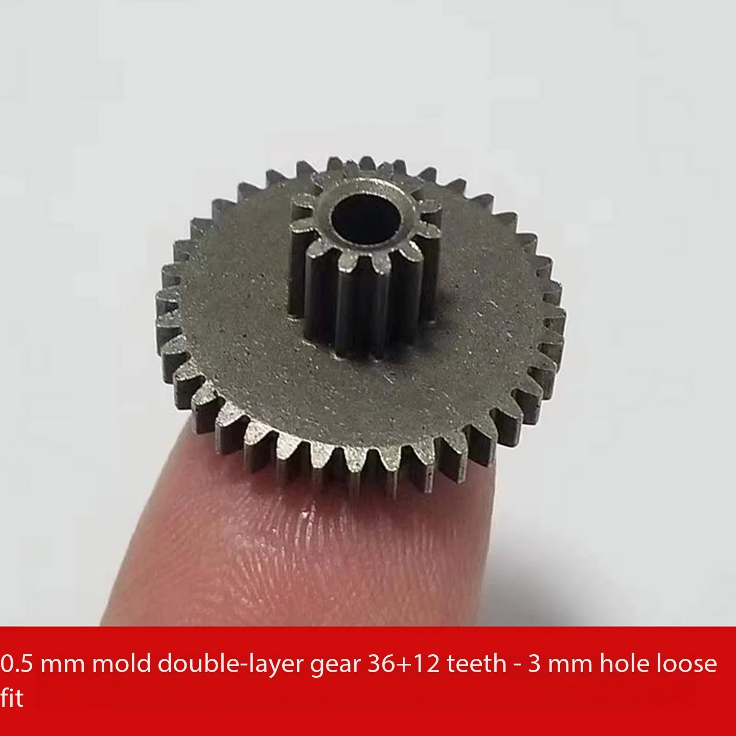 2pcs 0.5 Module Powder Metallurgy Dual Double Layer Gear 36+12 Teeth 3mm Hole Loose Fit 36123B Metal Gear