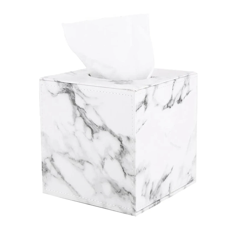 3X Marble Square Square Tissue Box PU Leather Roll Paper Holder Toilet Paper Box Napkin Paper Box Cover Locker Towel Box