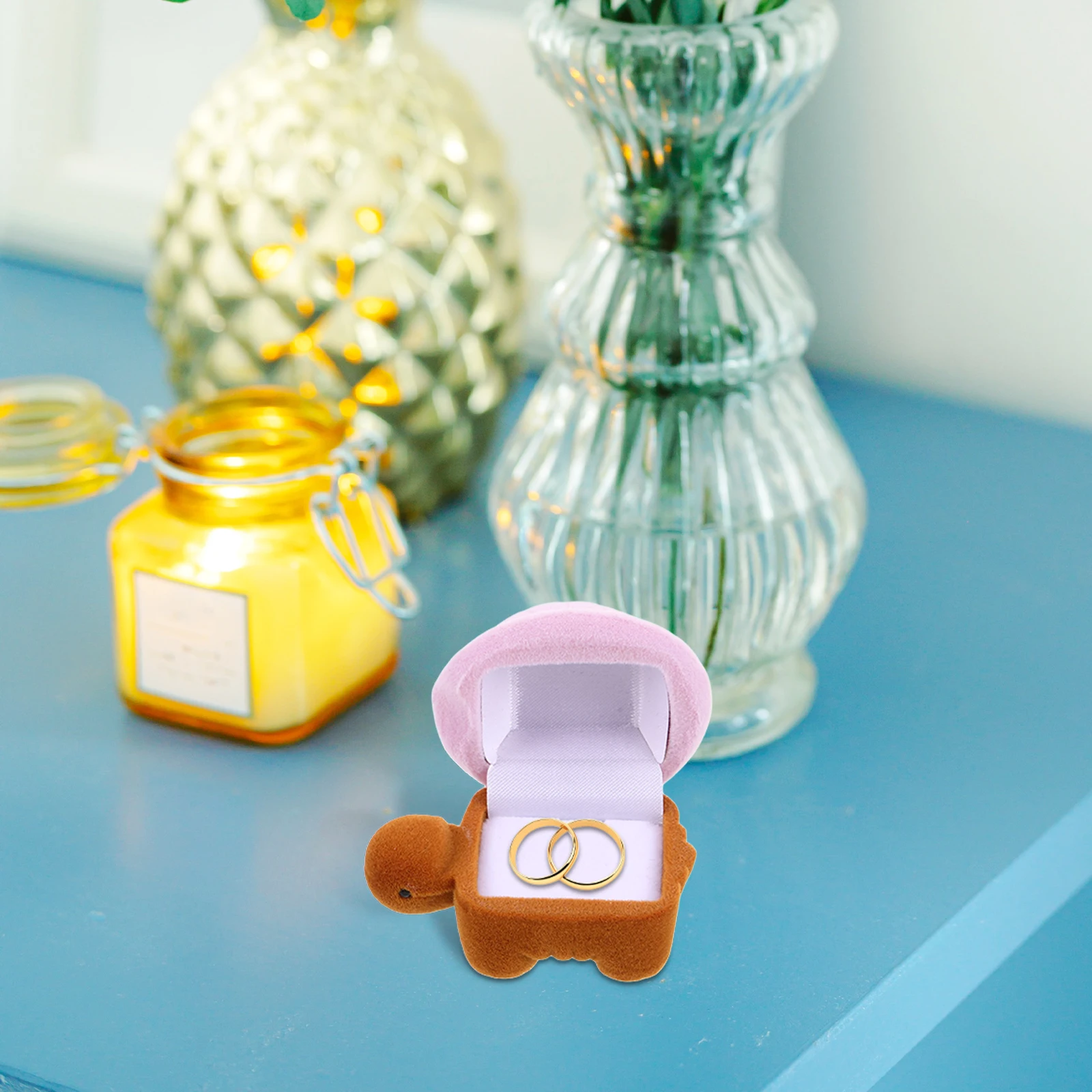 

Creative Jewelry Box Ring Earrings Organizer Mini Tortoise Trinket Storage Case Cute Animal Decorative Keepsake Wedding Ring